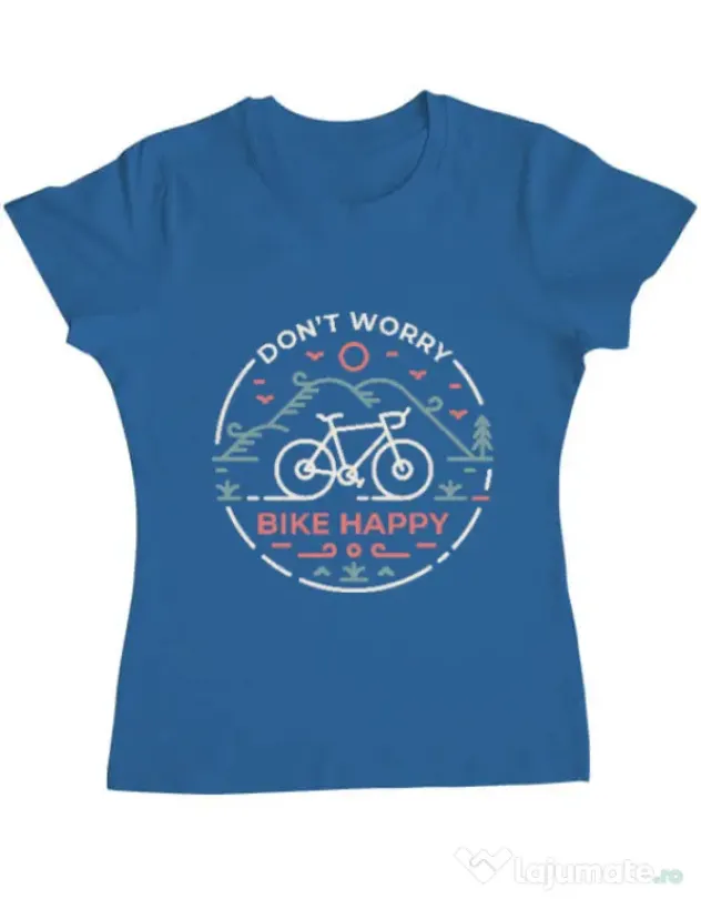 Tricou ADLER dama Don't worry bike happy Albastru azuriu