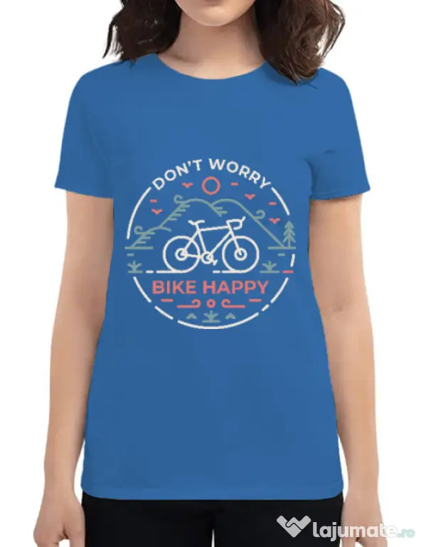 Tricou ADLER dama Don't worry bike happy Albastru azuriu