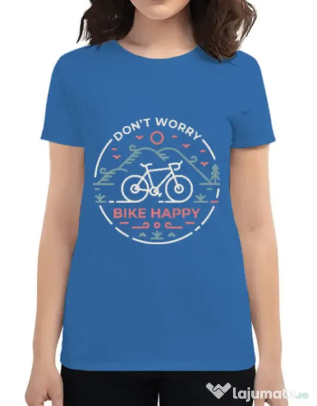 Tricou ADLER dama Don't worry bike happy Albastru azuriu
