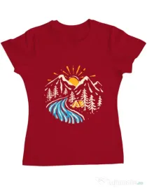 Tricou ADLER dama Camp river Rosu