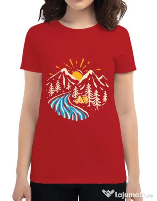 Tricou ADLER dama Camp river Rosu