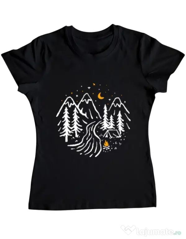 Tricou ADLER dama Night camping Negru