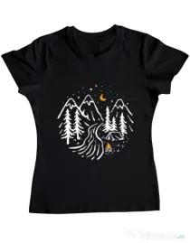 Tricou ADLER dama Night camping Negru