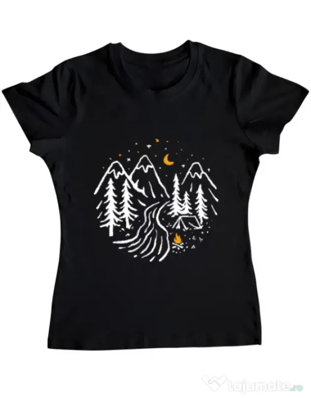 Tricou ADLER dama Night camping Negru