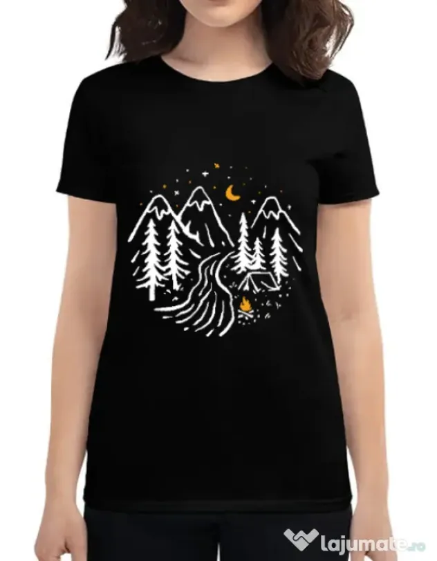 Tricou ADLER dama Night camping Negru