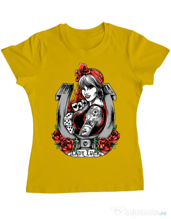 Tricou ADLER dama Lady luck Galben