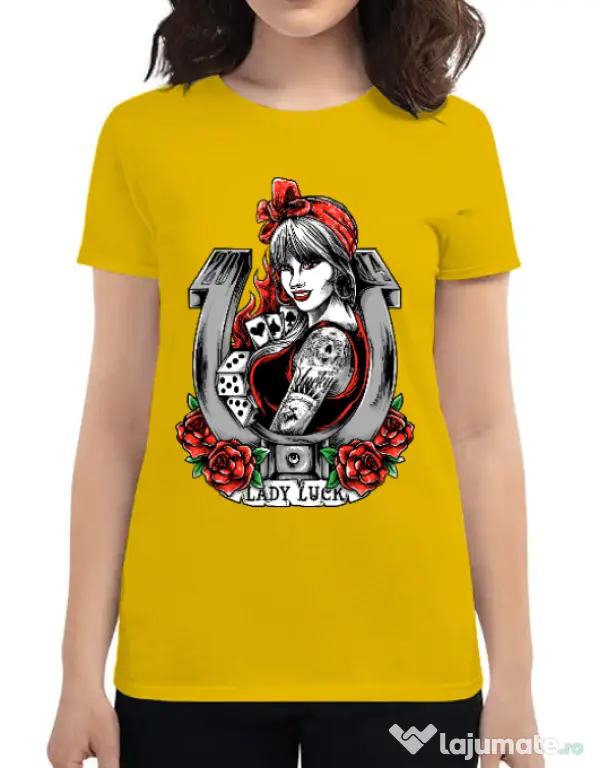 Tricou ADLER dama Lady luck Galben