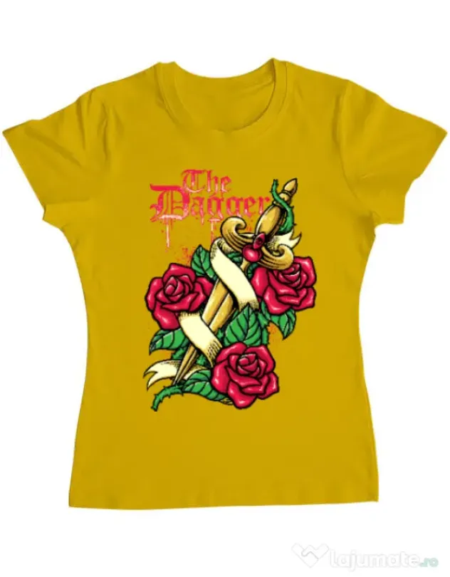 Tricou ADLER dama The dagger Galben