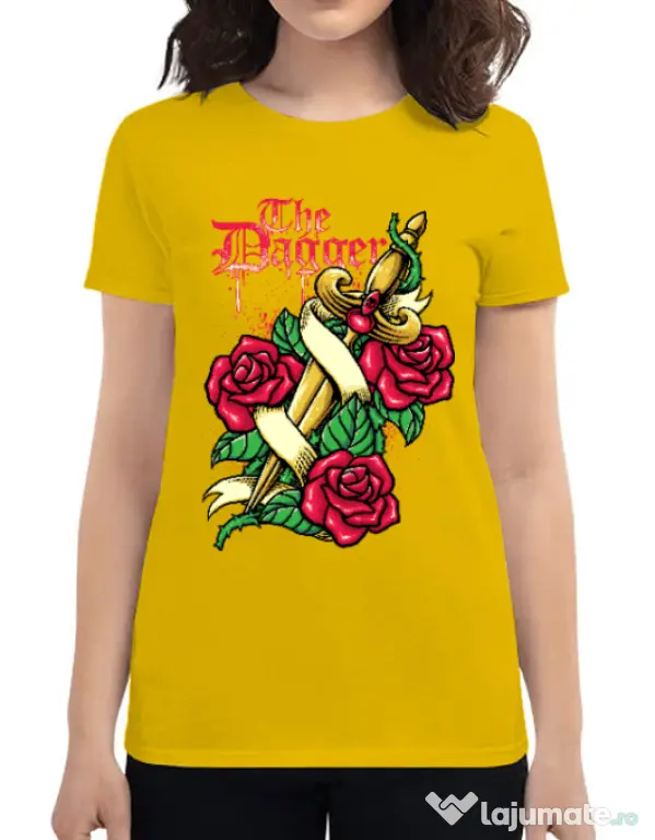 Tricou ADLER dama The dagger Galben