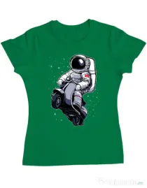 Tricou ADLER dama Astronaut scooter Verde mediu
