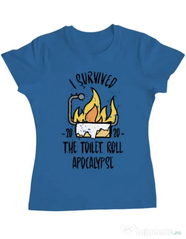 Tricou ADLER dama Toilet roll apocalypse Albastru azuriu