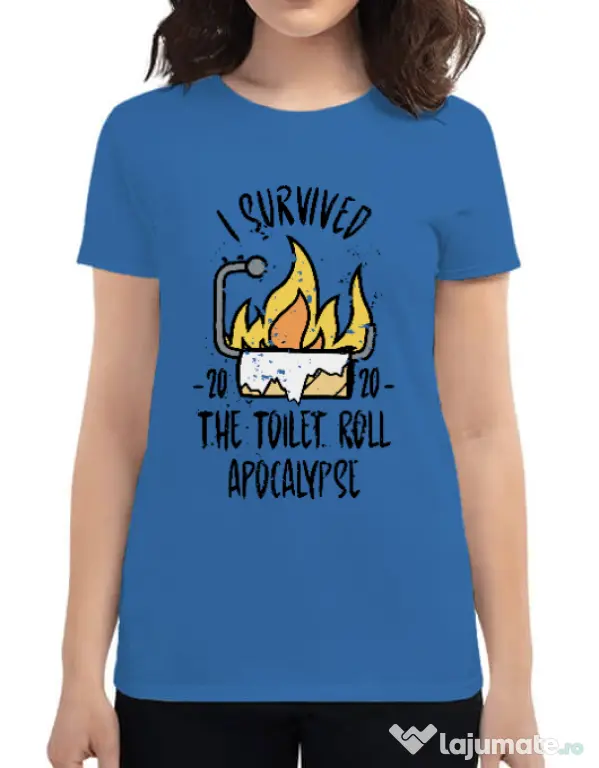 Tricou ADLER dama Toilet roll apocalypse Albastru azuriu