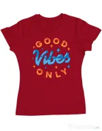Tricou ADLER dama Good vibes only Rosu