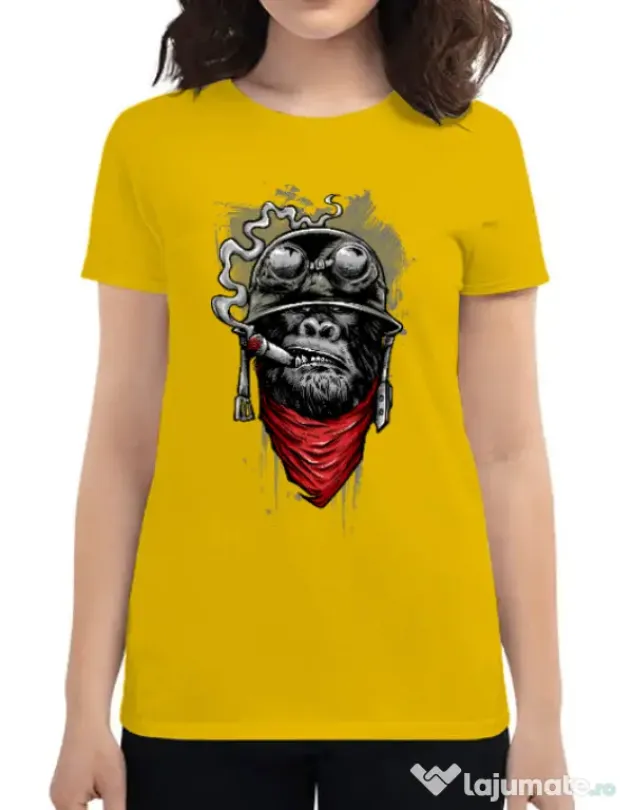 Tricou ADLER dama Ape of duty Galben