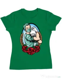 Tricou ADLER dama Rockabilly Nurse Verde mediu