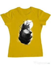 Tricou ADLER dama Night wolf Galben