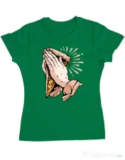 Tricou ADLER dama Pray for pizza Verde mediu