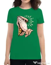 Tricou ADLER dama Pray for pizza Verde mediu