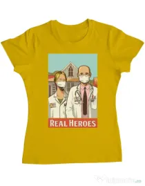 Tricou ADLER dama Real heroes Galben