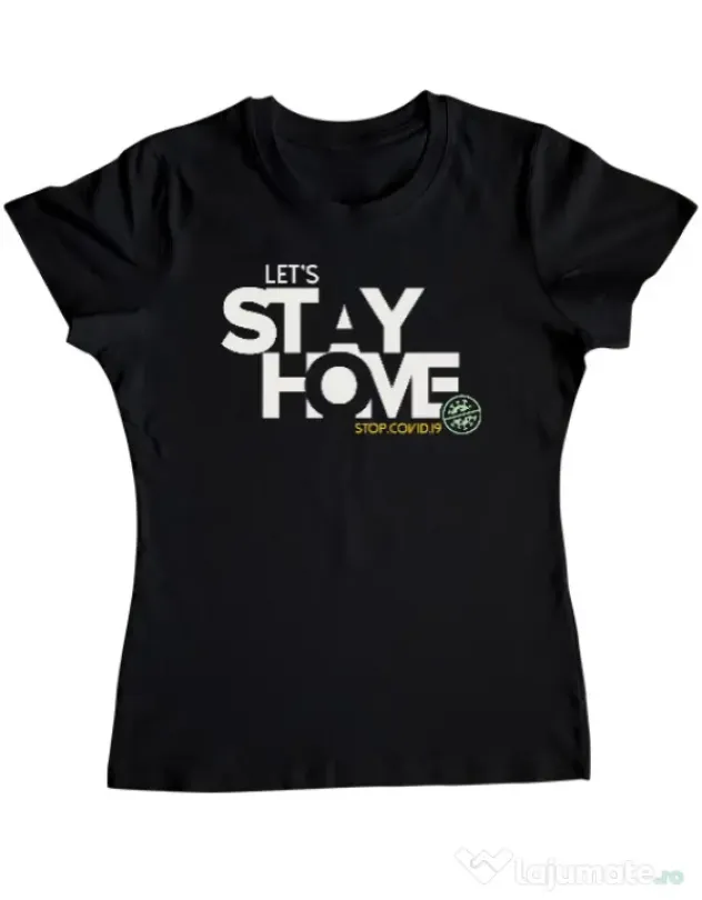 Tricou ADLER dama Stay home Negru