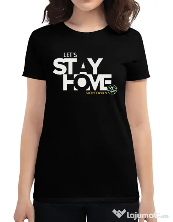 Tricou ADLER dama Stay home Negru