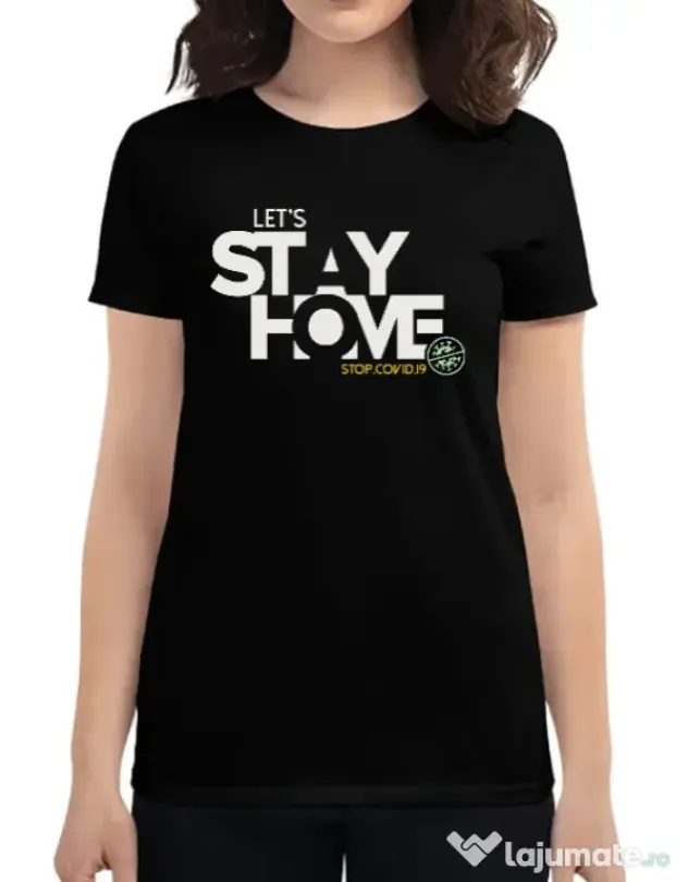 Tricou ADLER dama Stay home Negru