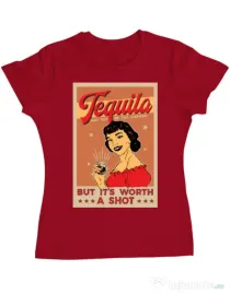 Tricou ADLER dama Worth a shot Rosu