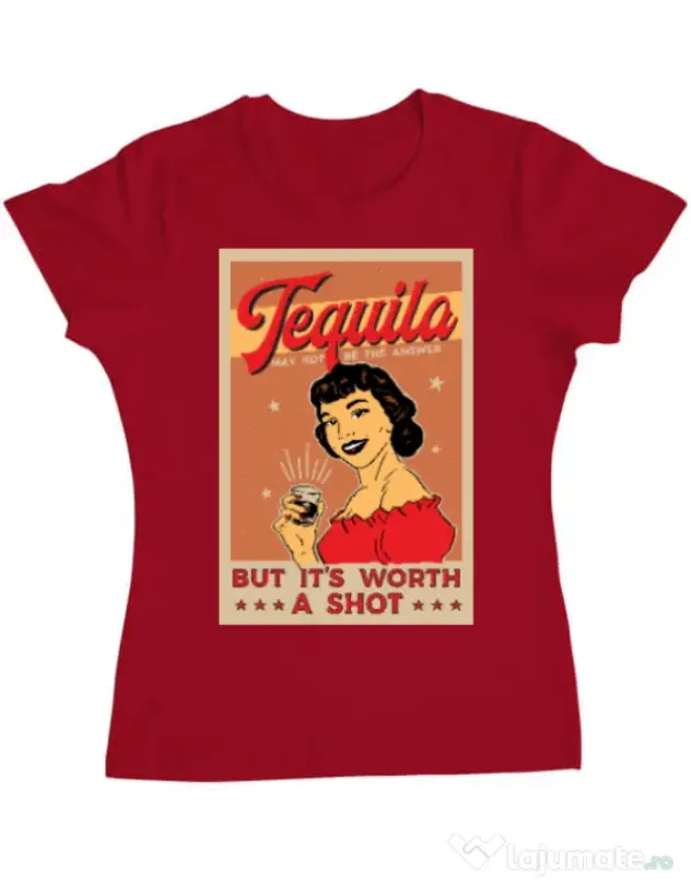 Tricou ADLER dama Worth a shot Rosu