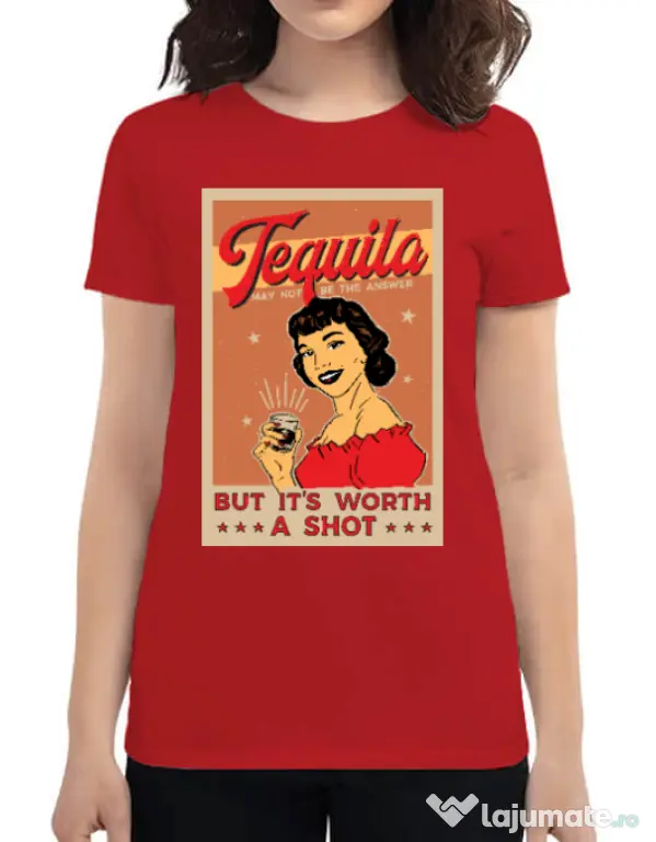 Tricou ADLER dama Worth a shot Rosu