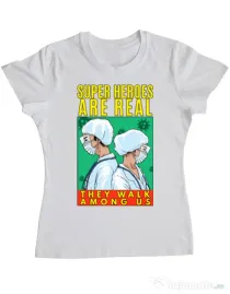 Tricou ADLER dama Real super heroes Alb