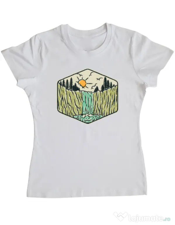 Tricou ADLER dama Beauty waterfall Alb