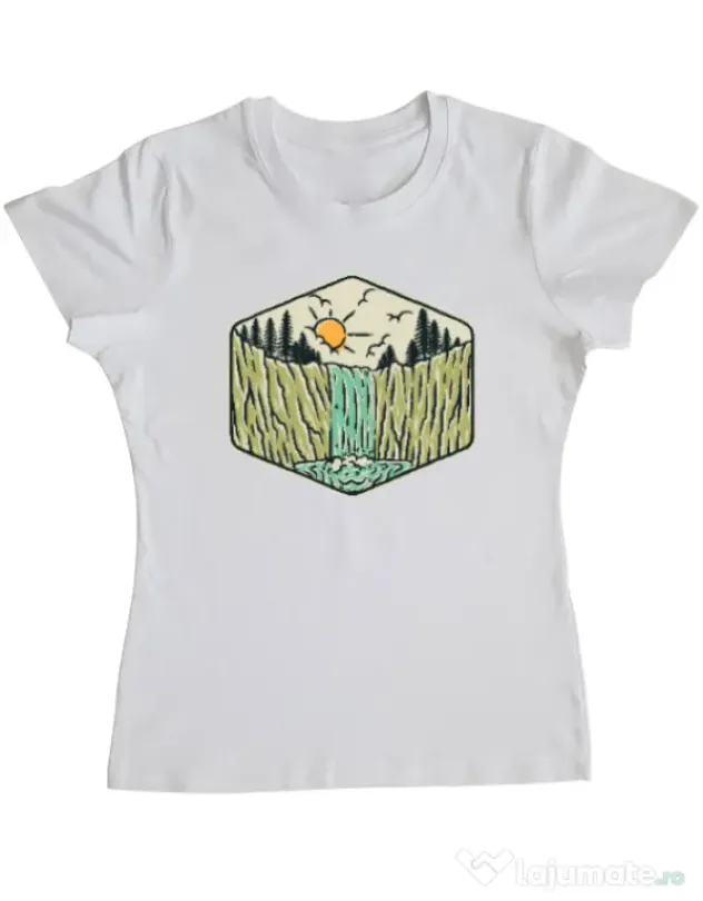 Tricou ADLER dama Beauty waterfall Alb