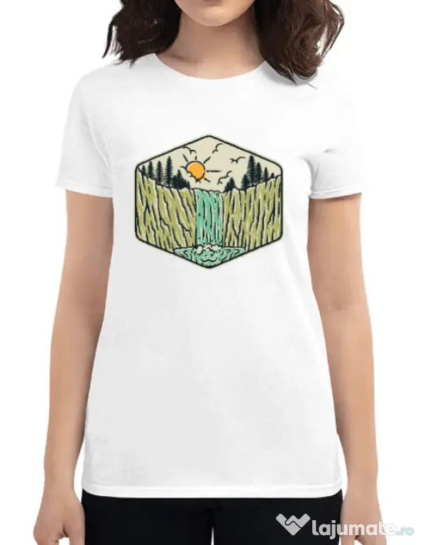 Tricou ADLER dama Beauty waterfall Alb