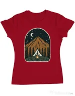 Tricou ADLER dama Camp mountain night Rosu