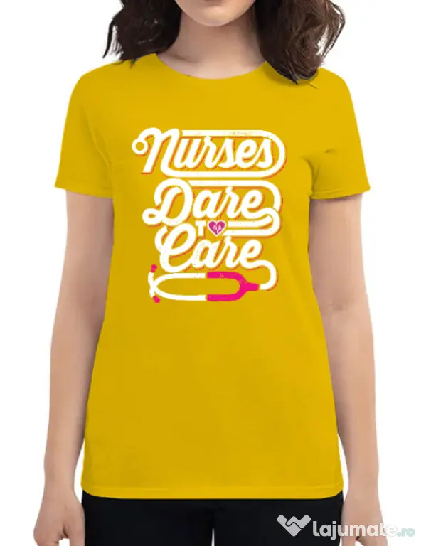 Tricou ADLER dama Dare to care Galben