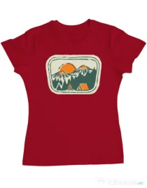 Tricou ADLER dama Camping badge Rosu
