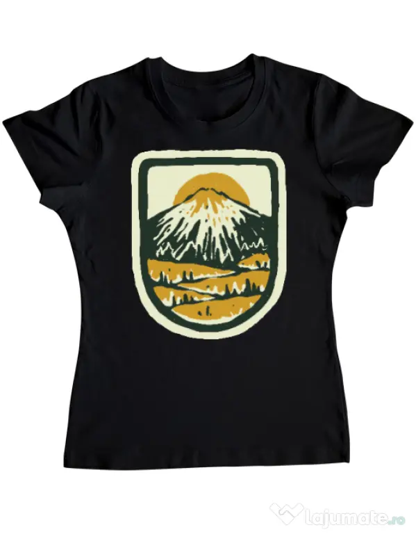 Tricou ADLER dama Hand drawn mountains Negru