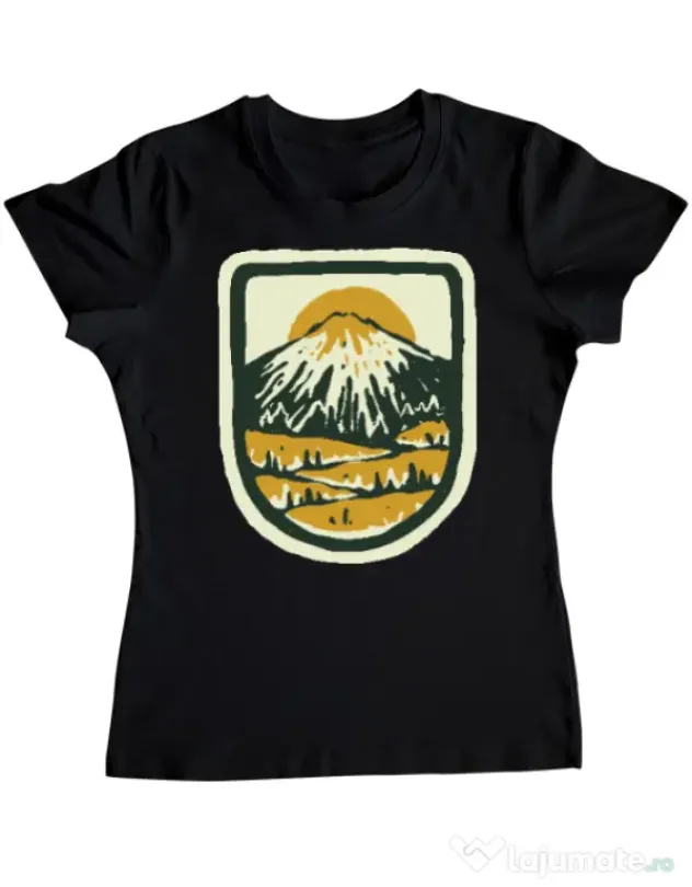 Tricou ADLER dama Hand drawn mountains Negru