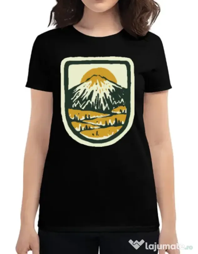 Tricou ADLER dama Hand drawn mountains Negru