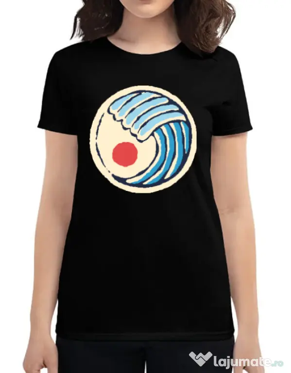 Tricou ADLER dama Great wave Negru