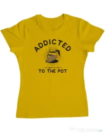 Tricou ADLER dama Addicted to the pot Galben