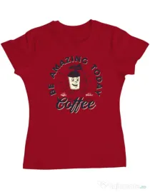 Tricou ADLER dama Amazing coffee Rosu