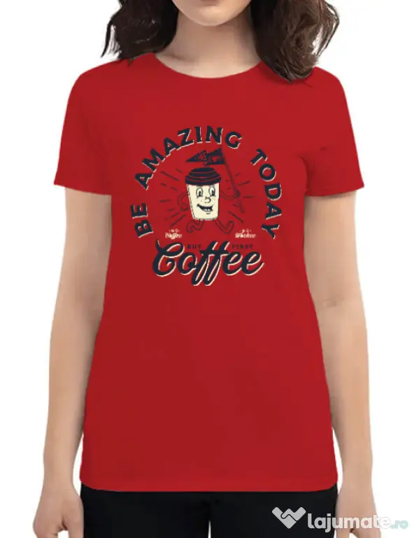 Tricou ADLER dama Amazing coffee Rosu