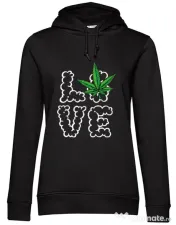 Hoodie dama cu gluga Love weed Negru 