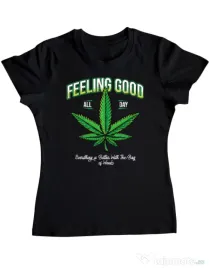 Tricou ADLER dama Good ganja Negru