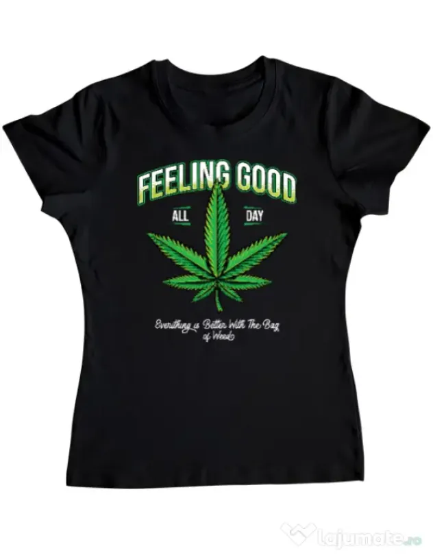 Tricou ADLER dama Good ganja Negru
