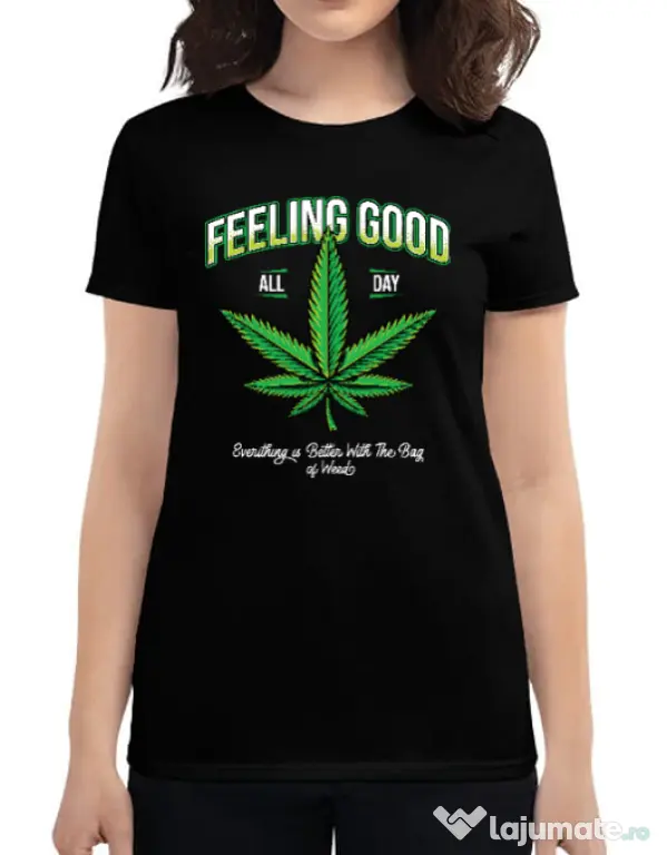 Tricou ADLER dama Good ganja Negru