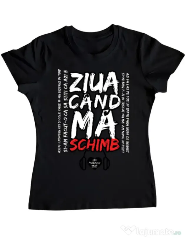 Tricou ADLER dama ziua cand ma schimb Negru