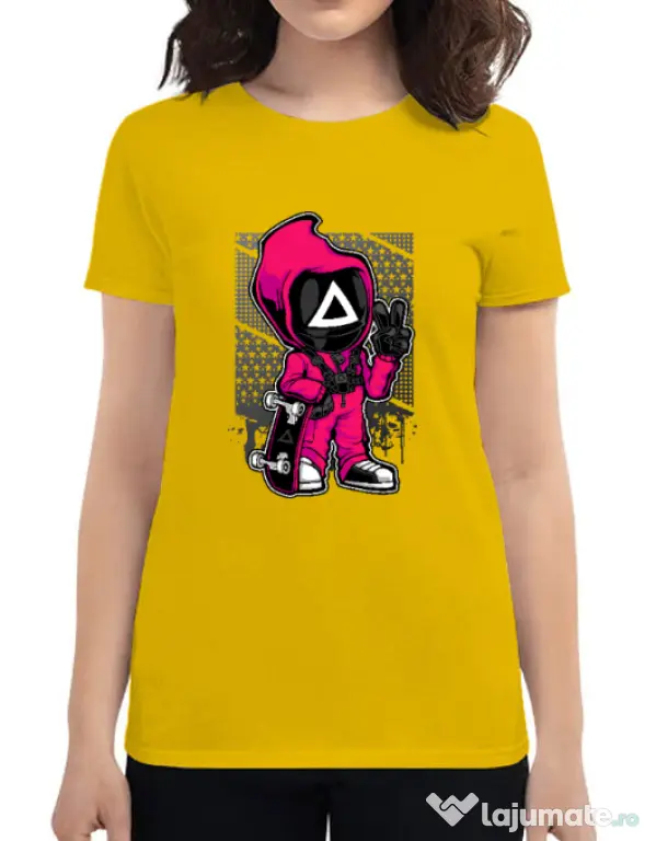 Tricou personalizat dama Squid Game 4 Galben