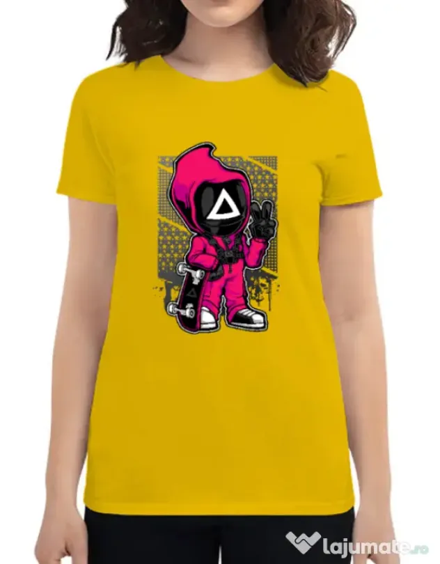 Tricou personalizat dama Squid Game 4 Galben